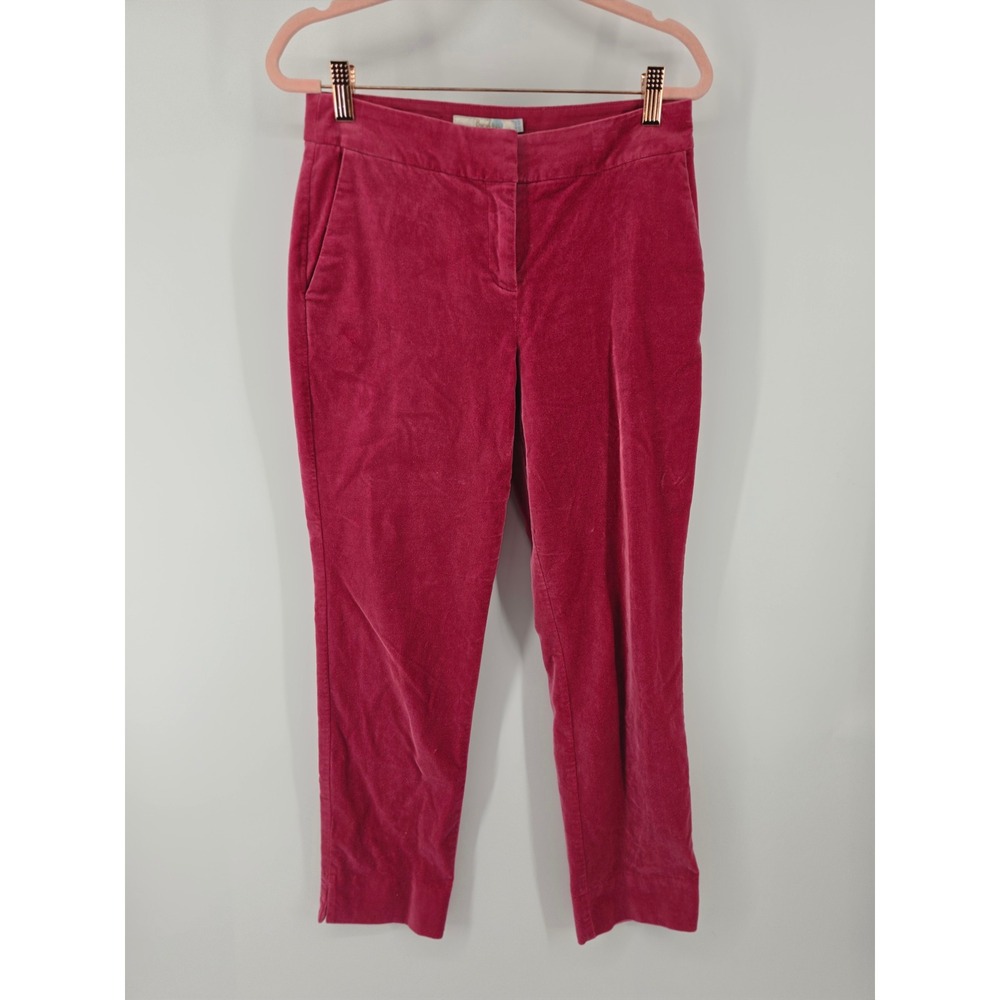 Boden Richmond Pink Velvet Corduroy Ankle Pants Womens 4R Slim Leg Trousers